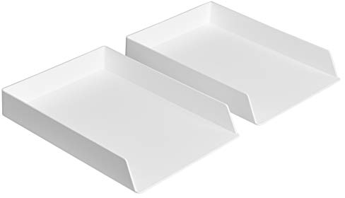 Amazon Basics 2 Stück, Rechteckig, Kunststoff-Organizer, Briefablage, Weiß