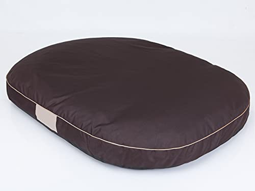 PillowPrim Hundekissen Hundebett Hundematratze Kissen Hundeschlaufplatz Bett Hundekorb Hundesofa ovale Matratze große Hunde XL 108 X 85 cm Dunkelbraun