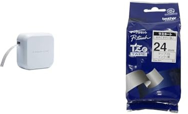 Brother P-Touch Cube Plus Beschriftungsgerät, Weiß & Original Schriftband TZe-251 24 mm, Schwarz auf Weiß (u.a P700, -2430, D600, 9700PC, P750W)