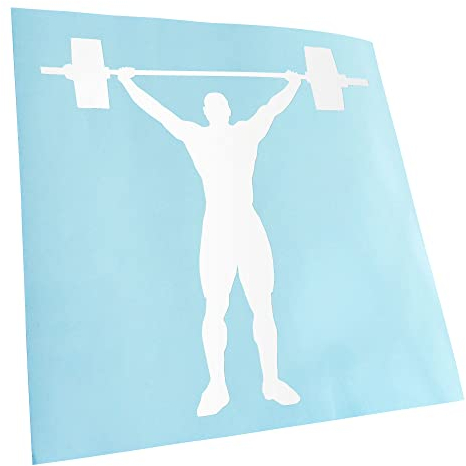Kiwistar - Autoaufkleber - Weiß - 50x50cm Gewichtheber Gewichtheben - Heckscheibe Auto Aufkleber wetterfest für Kfz LKW Mofa Truck - Sticker außen selbstklebend Tuning Zubehör für Fenster Fahrzeug