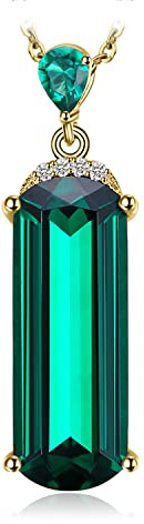 JewelryPalace Phantasieschliff 4.4ct Simulierter Smaragd Ketten Anhänger 45CM, Grün Schmuck Halskette Damen Silber 925 Collier Damen Ketten Edelstein Mädchen, Schmuck mit Stein Frauen Rosegold Gold