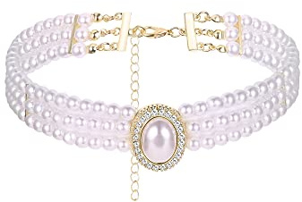 Dochais Halsband för kvinnor, kraghalsband, kraghalsband, mode, vintage, pärlhalsband, justerbara storlekar, 44 cm, Metall, Ingen ädelsten