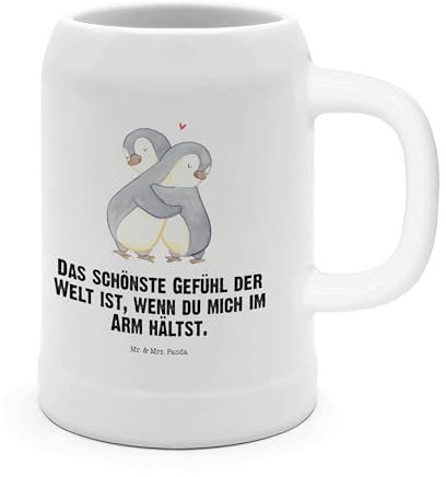 Mr. & Mrs. Panda Seidel Pinguine Kuscheln - Geschenk, Steinkrug, Humpen, Trinkkrug, Valentinstag, Bier, Ehemann, Liebesbeweis, Jahrestag, Krug, für Freundin, Partner, Hochzeitstag
