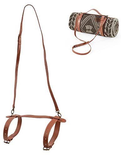 UFURMATE Picknickdecke Tragegurt, PU-Leder Tragegurt mit verstellbarem Schultergurt Tragbare Strandmatte Tragegurt Leder Picknickdecke Gurt Gürtel für Camping Wandern (Braun)