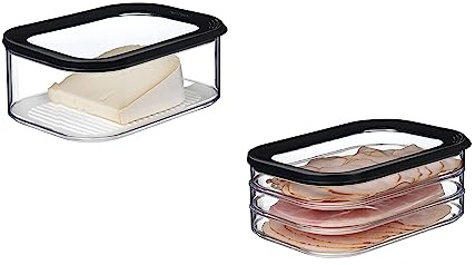 Mepal – Käse- und Wurstdosen-Set Meat and Cheese Nordic Black – Modula Vorratsdosen Set mit Deckel – Frischhaltedose mit Anti-Kondensationseinsatz – Luftdicht & spülmaschinenfest