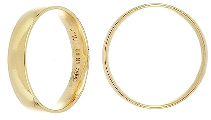 DelPia, Bague Modèle Alliance en Or 18 Carats et Argent Sterling 925 (épaisseur 44 mm, Jaune, Taille 14)