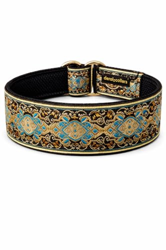 Hundehalsband extrabreit 5cm Zugstopp mit weicher Polsterung verstellbar Martingale Windhunde-Halsband stabil (bis 44cm Hals- 50cm Kopfumfang inkl 6cm Zugstopp)
