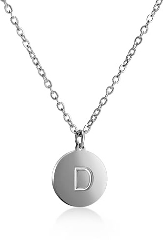 Kim Johanson® Edelstahl Halskette für 2 in Silber | Partner Kette für Damen & Herren | A bis Z Anhänger | Wasserfest | Paar Ketten mit Gravur I Schmuck mit Buchstaben | Verstellbar | Schmuckbeutel