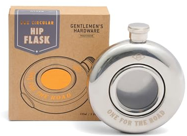 Gentlemen's Hardware Drink Flasks Gift Boxed Stainless Steel Hip Flask, 135 ML, One for the Road