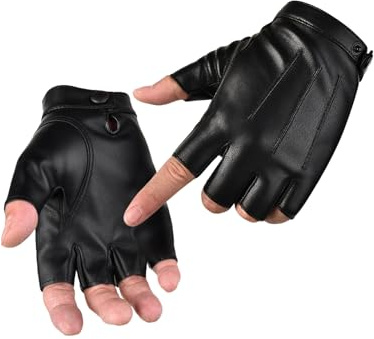 Fingerlose Fahrhandschuhe 1 Paar PU Kunstleder Halbfinger Handschuh Outdoor Sport Fäustlinge Halloween Cosplay Kostüm Handschuhe für Frauen Gewichtheben Home Gym Radfahren Bergsteigen Outdoor Sport,