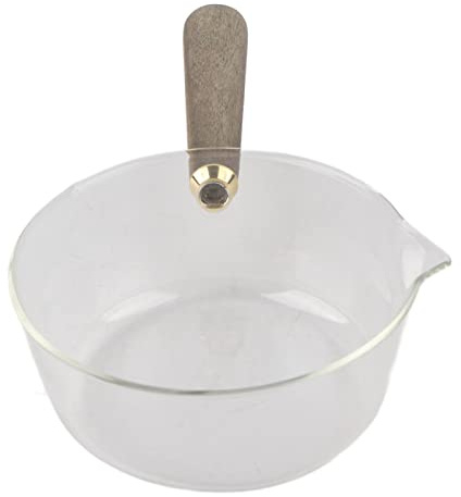 Pentola per il Latte in Vetro con Beccuccio a V, Manico in Legno, Casseruola per e Pasta