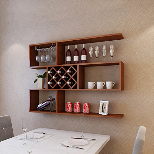 ALEjon Vinoteca de Pared de 120 cm en Color Teca: diseño Moderno y Minimalista para restaurantes con Estilo