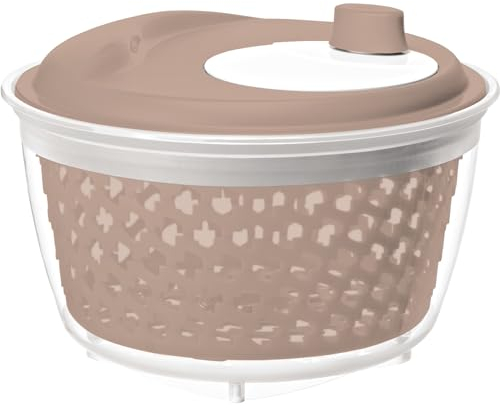 Rotho Fresh Salatschleuder, Kunststoff (PP) BPA-frei, rosa/transparent, 4,5l (25,0 x 25,0 x 16,5 cm)