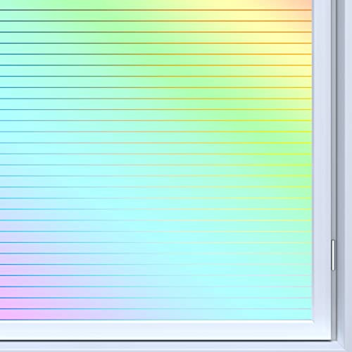Lifetree Fensterfolie Blickdicht Selbsthaftende, Sichtschutzfolie Fenster Bunt, 3D Regenbogen Fensterfolie Anti UV Statisch Haftend ohne Klebstoff Sonnenschutz für Zuhause Büro 45x200cm