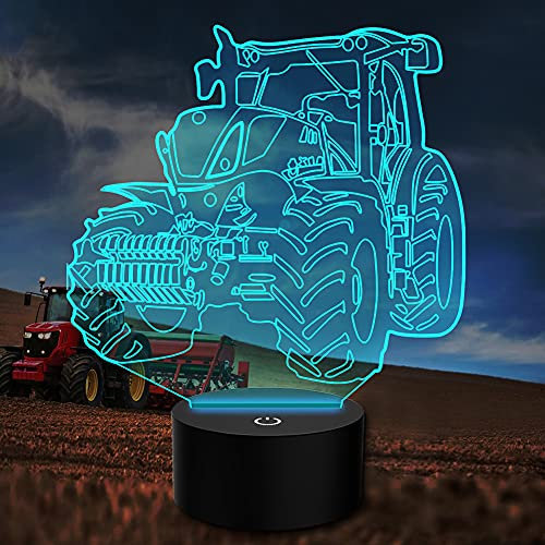 PONLCY Tractor Nachtlicht, 3D Illusion Lampe mit Fernbedienung, 16 Farben USB Schreibtischlampen, Schlafzimmer Dekoration Tischlampe für Kinder Weihnachten Geburtstag Geschenke