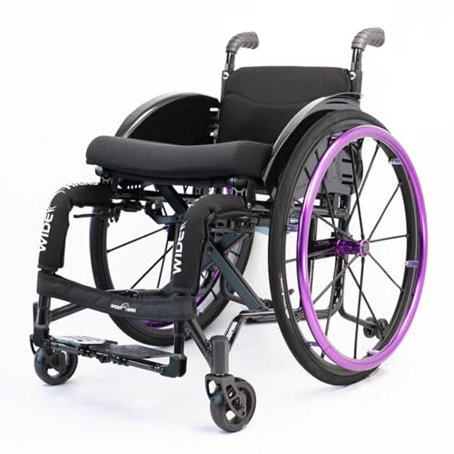 Sportrollstuhl,Rollstuhl Faltbar Leicht Aluminium Aktivrollstuhl, gepolsterter Sitz, Handbetriebene Standard-Rollstühle,Rollstühle mit Selbstantrieb,Sportliche Ästhetik(Seat width 38cm,Purple)