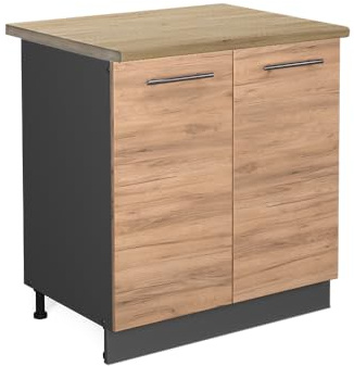 Vicco Spülenunterschrank Fame-Line, Goldkraft Eiche, 80 cm