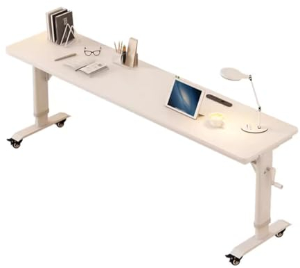 JXIPANUL Überbetttisch, weißer Überbetttisch mit bremsbaren Rollen, höhenverstellbarer Betttisch von 65–88 cm, Querbetttisch aus Holz für Schlafzimmer (Größe: 150 x 40 x 65–88 cm, Farbe: we