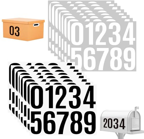 Groß Zahlen Aufklebe 16 Stück Zahlen Sticker Hausnummer Aufkleber Wetterfest 10 cm Klebezahlen Mülltonnen Aufkleber Nummernaufkleber für Briefkasten Schwarz, Weiß für Markieren