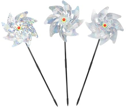 OFFSCH 3pièces Effaroucheur Réfléchissant Forme De Moulin à Vent pour Jardin des Cultures Fruits Les Oiseaux Design Et Résistant Au Vent