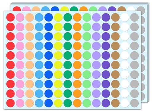 4200 Stück, 20mm Klebepunkte Bunt Runde Punkte Aufkleber - 14 Farben | Markierungspunkte Selbstklebend