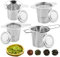 4 colino da tè per tè sfuso in acciaio inox, filtro da tè con coperchio e colino, fine Tea Strainer con manici pieghevoli, per teiera, tazza, lavabile in lavastoviglie