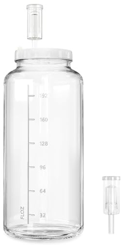 1 Pack 2 Gallon Large Fermentation Jar w Scale Mark, Wide Mouth Glass Jar with Airtight SCREW Lid and 2 Airlocks, 7600ML Wine Making Kit for Beer Cider Kombucha, Pickle Jar for Sauerkraut