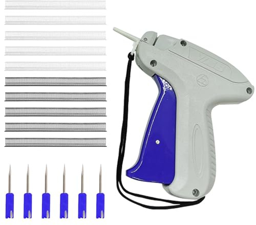 Amusingtao Kleidung Tagging Pistole, Etikettiermaschine für Kleidung, Socken, Hut & mehr - 1000 Tags, Weiß, Kunststoff, 5 Nadeln, Schutzkappe, Einfach zu bedienen