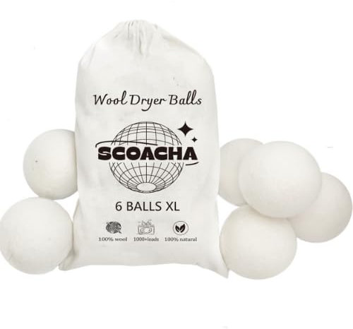 Premium Wool Dryer Balls - Pack of 6 - Natural Fabric Softener, Reusable, Reduces Drying Time and Wrinkles, Pet Hair Remover and Eco-Friendly.