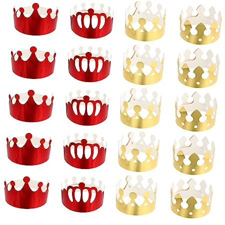 Abaodam 20St Krone aus Kuchenpapier geburtstagshut krone Party Kronkorken babyshowerparty mitgebsel kindergeburtstag Geburtstagskronenhut aus Papier Geburtstagsfeier Krone Golden