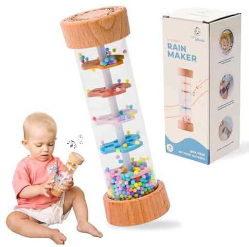 Baton de pluie bébé | jouet bebe 6 mois idéal pour le tummy time bebe | Stimulation précoce comme hochet pour bébé de 0 à 3 mois | Jouet Montessori en bois Bebe Pituso