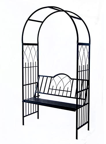 Arche de jardin en métal avec banc relaxant pour rosiers, pergola, treillis, idéal pour diverses plantes grimpantes