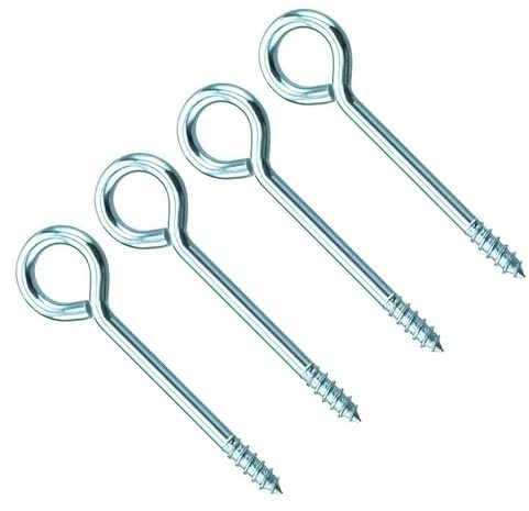 TERF® 100mm Vine Eye Screw Hooks 100mm (4 inch) Ring Shape Vine Screw Hooks Eyelet Screws Bolt for Office Garden Porch Home Indoor Outdoor and DIY Project Use - Pack - 10