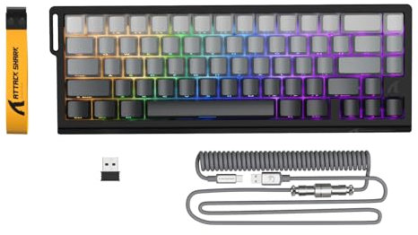 ATTACK SHARK X68PRO HE Teclado Gaming Inalámbrico con Gatillo Rápido, Precisión RT de 0,01 mm, 8000Hz, Interruptores Magnéticos Teclado con C01Cable, Activación Ajustable, Snap Tap - Gradiente Negro
