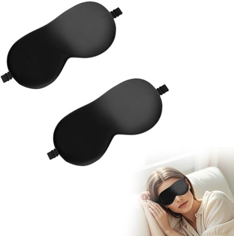 2 Stück Schlafmaske,Schlafbrille,Sleeping Mask,Seide Augenbinde,Augenmaske,Seitenschläfer Lichtblockierend Mit Verstellbarem,Gummiband für Herren Frauen Und Kinder Reisen Flugzeug Nickerchen