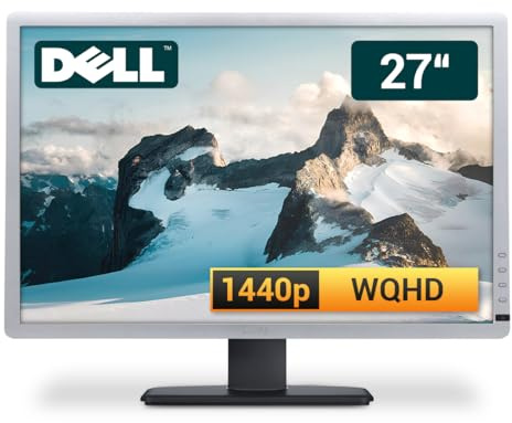Dell UltraSharp U2713HM 27 Zoll Business Computer Monitor, Desktop Gaming Monitor, WQHD (VGA - DisplayPort - DVI - HDMI - USB-HUB - VESA), PC Bildschirm, schwarz/Silber (Generalüberholt)