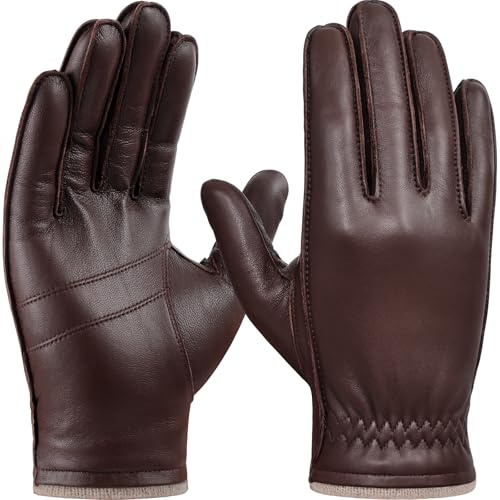GSG SINCE 1998 Winterhandschuhe Herren aus Schafsleder gefüttert | Lederhandschuhe Herren, chromfrei gegerbt, mit Wollfutter und Touchscreen für Winter, Auto, Business und Alltag