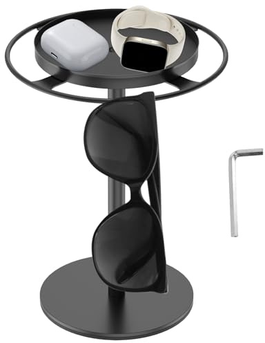 Eyoulife Brillenständer Kann 8 Brillenpaare Präsentieren, Sonnenbrillen Ständer Metall mit Tablett, Weicher Polsterung, Antirutschmatte, Stabil Platzieren, für Schreibtisch Frisiertisch (Schwarz)