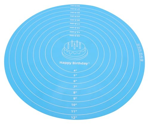 SMASOLO Alfombrilla Redonda de Silicona Antideslizante para Amasar y Decorar Pasteles Tapete para Repostería y Soporte Giratorio Esterilla Multiusos Fácil de Limpiar y Resistente
