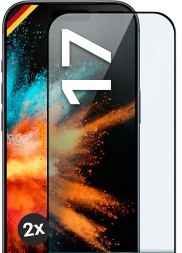 moex CurveProtect Tempered Glass Screen Protector for iPhone 17, Full Screen Protector Rimless, Full Screen Completely Covered, Tempered Glass Screen Protector, Curved 3D Glass Film, Black, Pack of 2