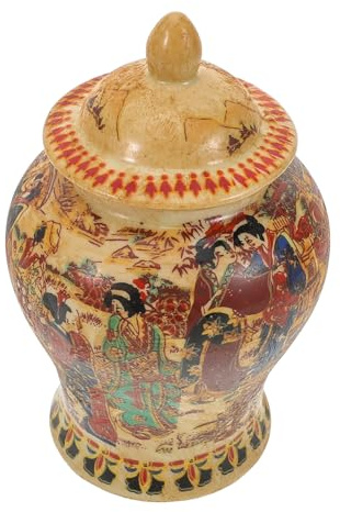 Uonlytech Boîte à Thé En Porcelaine Japonaise Ancienne 500 Ml Pot à Thé En Céramique Couvercle Hermétique En Vrac Décoration La Cuisine Rétro