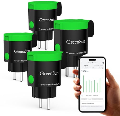 GreenSun Prise Connectée WiFi Extérieur - Prise Consommation Electrique Compatible avec Alexa Programmable Smart Life APP Minuteur Electrique Connectée IP44 4PCS