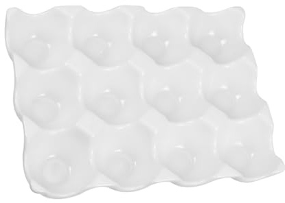 IMIKEYA Portauovo in ceramica bianca per frigorifero, 12 scomparti, resistente alle alte temperature, adatto per microonde e lavastoviglie, contenitore pratico per conservare le uova
