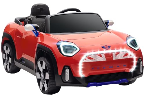 AIYAPLAY Coche Eléctrico para Niños de +3 Años, Mini Concept Aceman, Coche de Batería 12V, con Bluetooth, Mando a Distancia 2,4 G, Motor Doble, Suspensión Trasera, Faros, Música, USB, Rojo