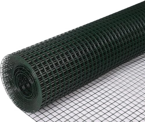 Rouleaux de clôture en treillis métallique enduit de 3 cm de maille de 1,5 mm d'épaisseur 1 x 18 m réutilisable pour potagers et clôtures extérieures