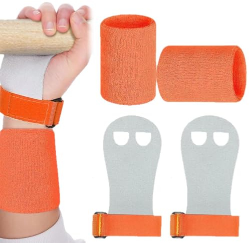WUYJI Maniques, Une paire de protège-poignets pour la gymnastique et une paire pour enfants Manchons de gymnastique rythmique Kit de protège-poignets sportifs adapté aux filles et aux enfants(orange)