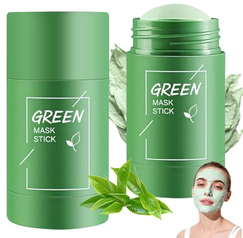 2PCS Green Tea Mascarilla en Stick Té Verde,Limpieza Profunda y Eliminación de Puntos Negros,Facial Purificante,Hidratación,Portátil para Cuidado Facial
