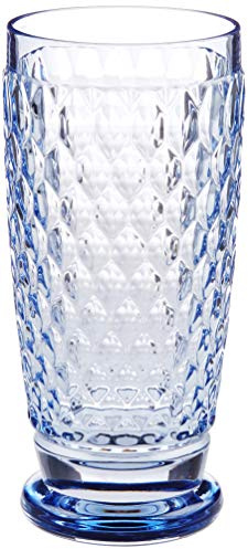 Boston Highball Tumblers Set of 4 - Blue - 13.5 Ounce | Crystal glass highball glasses in vivid blue, dishwasher safe, set of 4, a cocktail party essential