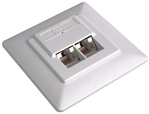 PremiumCord Unterputzdose 2x RJ45 Buchse, Cat5e STP geschirmt, weiß