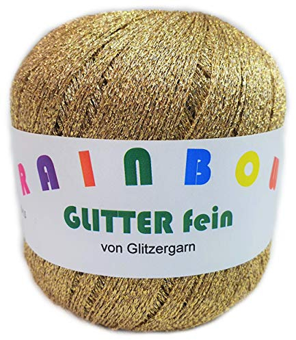 Glitzergarn - Gold: Feines metallisiertes Strickgarn, 25 Gramm = ca. 250 Meter, Nadelstärke 1,25 - 1,5 mm